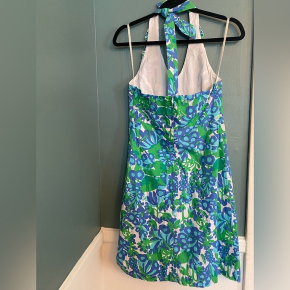 Lilly Pulitzer women’s size 2 - halter dress - blue/ green floral - cotton - Picture 7 of 7